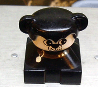 Duplo 2 x 2 x 2 Figure Brick, Dog, Black Base with Collar, Black Hair with Ears, White Dog Face