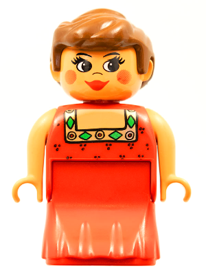 Duplo Figure, Female Lady, Red Dress, Blush, Ponytail (4171811)