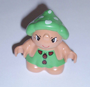 Duplo Figure Little Forest Friends, Female, Green Dress with Ladybugs Pattern (Grizzly Toadstool)