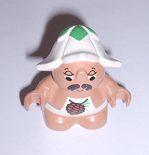 Duplo Figure Little Forest Friends, Male, White Outfit with Pine Cone Pattern (Sleepyhead Meadowsweet)
