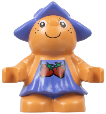 Duplo Figure Little Forest Friends, Female, Medium Violet Dress with Strawberries Pattern (Jingle Bluebell) (4142320)