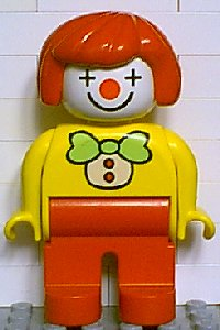 Duplo Figure, Female Clown, Red Legs, Red Hair
