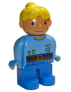Duplo Figure, Female, Wendy in Worker Outfit, Medium Blue Top (4172395)
