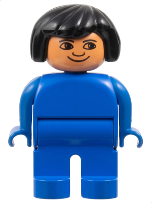 Duplo Figure, Female, Blue Legs, Blue Blouse, Black Hair