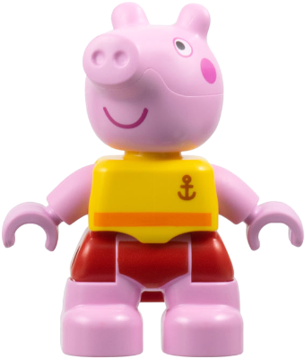 Duplo Figure Lego Ville, Peppa Pig - Yellow Shirt with Anchor, Red Shorts (6475100)
