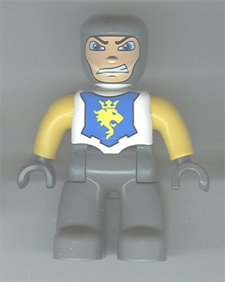 Duplo Figure Lego Ville, Male Castle, Dark Bluish Gray Legs, White Chest, Yellow Arms, Dark Bluish Gray Hands (4265813)