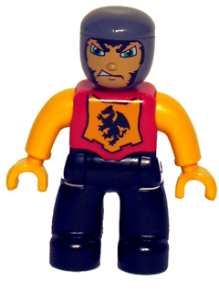 Duplo Figure Lego Ville, Male Castle, Black Legs, Red Chest, Bright Light Orange Arms, Bright Light Orange Hands (4252432)