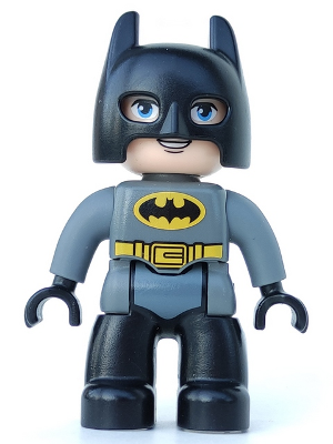 Duplo Figure Lego Ville, Batman, Black Cowl, Dark Bluish Gray Suit, Black Legs (6206082)