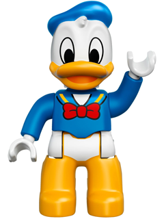 Duplo Figure Lego Ville, Donald Duck, Bright Light Orange Legs, Blue Shirt, Red Bow (6145764 / 6206105)