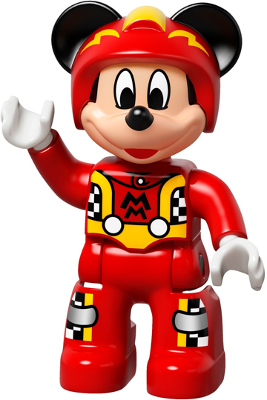 Duplo Figure Lego Ville, Mickey Mouse, Red Race Driver Jumpsuit, Helmet (6186851 / 6206125)