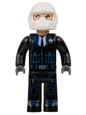 Police - Black Legs, Black Jacket, White Helmet, Light Nougat Head (4240886)