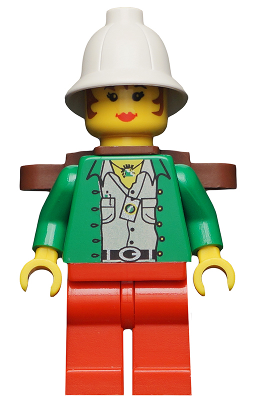 Pippin Reed / Miss Gail Storm - Green Open Shirt, Red Legs, White Pith Helmet, Brown Backpack
