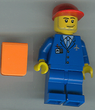Airport - Blue 3 Button Jacket &amp; Tie, Red Cap, Blue Legs, Orange Vest