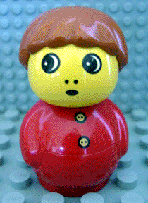 Primo Figure Boy with Red Base, Red Top with Two Buttons, Dark Orange Hair (4107978)