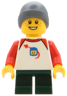 Boy - Space Shirt, Dark Green Short Legs, Dark Bluish Gray Beanie