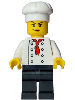 Bistro Chef - Female, White Torso with 8 Buttons, Black Legs, White Chef Toque