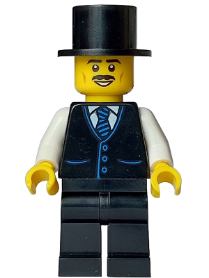 Tourist - Male, Black Vest with Blue Striped Tie, Black Legs, Black Top Hat, Moustache