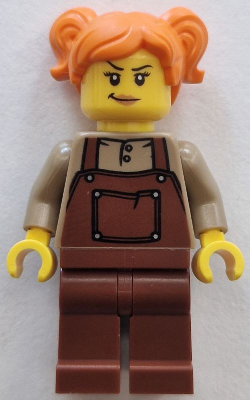 Train Engineer - Female, Reddish Brown Overalls, Orange Hair with Pigtails