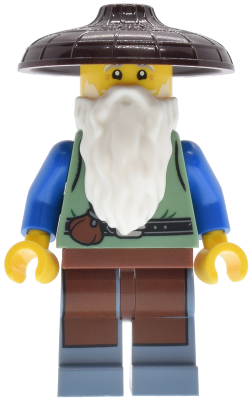 Riverside Scholars - Male, Sand Green Vest, Reddish Brown Apron, Sand Blue Legs, Dark Brown Conical Hat, White Beard