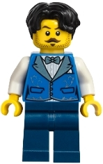 Vampire Castle Visitor - Male, Blue Vest with Metallic Light Blue Lapels, Dark Blue Legs, Black Hair
