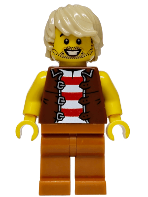 Privateer Frigate Fortuna Sailor - Male, Reddish Brown Vest over Red and White Striped Shirt, Dark Orange Legs, Tan Hair