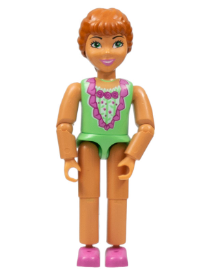 Belville Female, Child Girl (Princess Flora) - Medium Green Top with Flowers Pattern, Dark Orange Hair, Dark Pink Shoes (4183724)