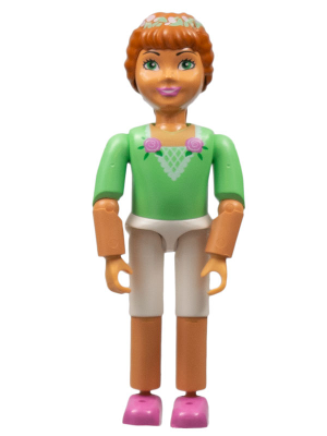 Belville Female, Child Girl (Princess Flora) - White Shorts, Medium Green Top with Flowers and Lace Pattern, Dark Orange Hair, Dark Pink Shoes (4180457)
