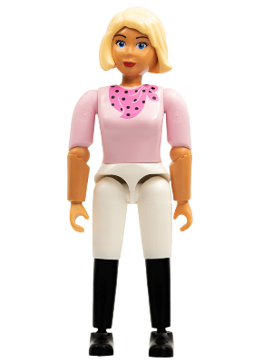 Belville Female, Adult Woman (Horse Rider) - White Shorts, Pink Shirt with Dark Pink Bandana Pattern, Very Light Orange Hair, Black Shoes (4107494 / 4190094)