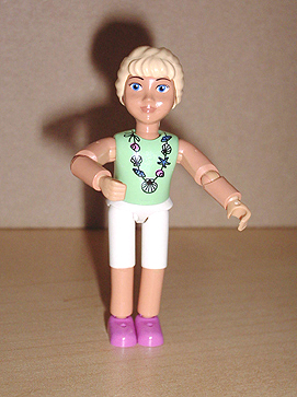 Belville Female - White Shorts, Light Green Shirt with Seashells Necklace, Long Light Yellow Braided Hair