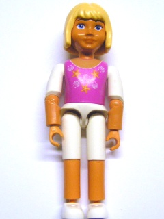 Belville Female, Child Girl  - White Shorts, Dark Pink Top with Starfish / Sea Stars and Seashells Pattern, Very Light Orange Hair, White Shoes (4118914)