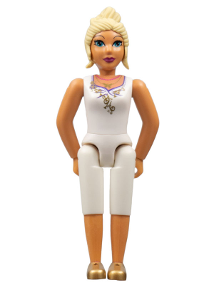 Belville Female, Adult Woman  - White Shorts, White Top with Gold Filigree Pattern, Light Yellow Hair, Gold Shoes (4519435)