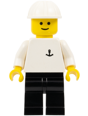 Boat Worker - Torso with Anchor, Black Legs, White Construction Helmet