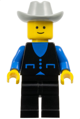 Shirt with 3 Buttons - Blue, Black Legs, Light Gray Cowboy Hat