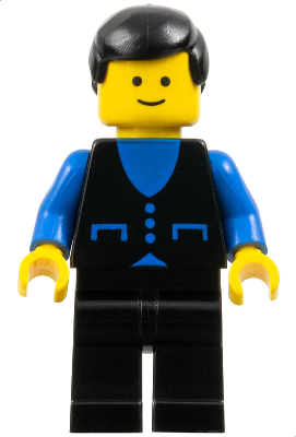 Shirt with 3 Buttons - Blue, Black Legs, Black Male Hair