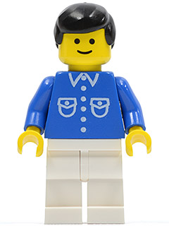 Shirt with 6 Buttons - Blue, White Legs, Black Male Hair