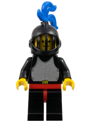 Breastplate - Black, Black Legs with Red Hips, Black Grille Helmet, Blue Plume, Black Plastic Cape