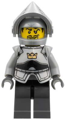 Fantasy Era - Crown Knight Plain with Breastplate, Helmet with Visor, Curly Eyebrows and Goatee, Black Hips, Dark Bluish Gray Legs