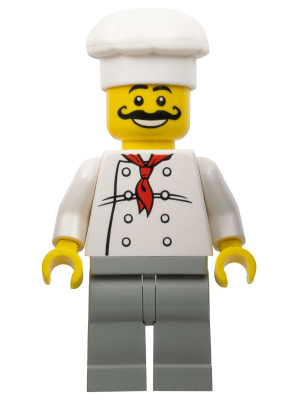 Chef - White Torso with 8 Buttons, Light Gray Legs, Long Curly Moustache