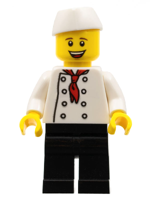 Chef - Black Legs, Open Mouth Smile, 'LEGO HOUSE Home of the Brick' on Back