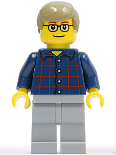 Plaid Button Shirt, Light Bluish Gray Legs, Dark Tan Male Hair, Glasses