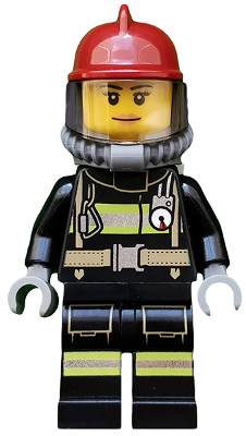 Fire - Reflective Stripes with Utility Belt, Dark Red Fire Helmet, Breathing Neck Gear with Air Tanks, Nougat Lips Smile