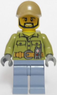 Volcano Explorer - Male, Shirt with Belt and Radio, Dark Tan Cap with Hole, Black Angular Beard