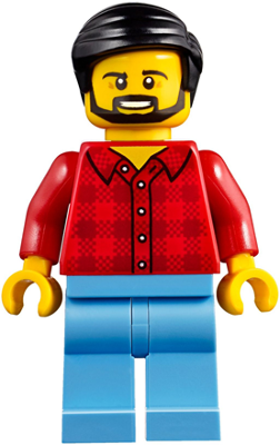Camper - Male, Red Plaid Flannel Shirt, Medium Blue Legs, Black Smooth Hair
