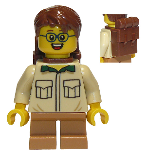 Camper, Male Child, Tan Shirt, Medium Nougat Short Legs, Glasses, Backpack