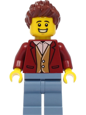 Teacher - Male, Dark Red Suit Jacket, Sand Blue Legs, Reddish Brown Hair