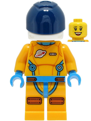 Lunar Space Station Astronaut - Female, Bright Light Orange and Dark Azure Suit, White Helmet, Dark Blue Visor (Rivera)