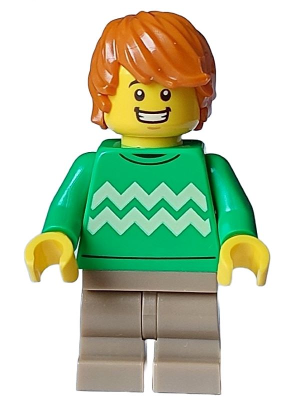 Cozy House Resident - Male, Bright Green Sweater with Bright Light Yellow Zigzag Lines, Dark Tan Medium Legs, Dark Orange Hair