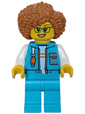 Arctic Explorer Researcher - Female, Medium Azure Jacket with Flash Drive, Medium Azure Legs, Medium Nougat Hair, Glasses