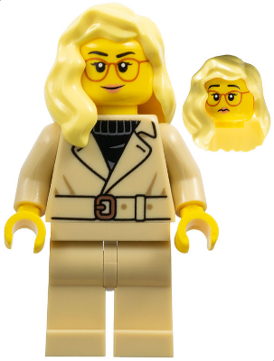 Tourist / Food Critic - Female, Tan Jacket and Legs, Bright Light Yellow Hair over Shoulder, Glasses