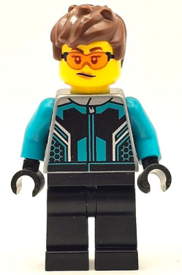 Race Car Driver - Female, Black and Dark Turquoise Racing Suit, Black Legs, Reddish Brown Messy Hair, Safety Glasses